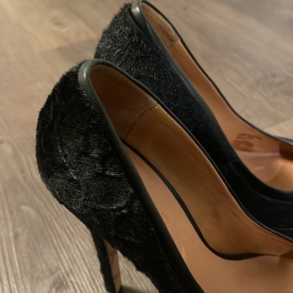 L.A.M.B Black Dyed Calf Hair Nikko Platform Heels Sz 6 - Picture 12 of 16